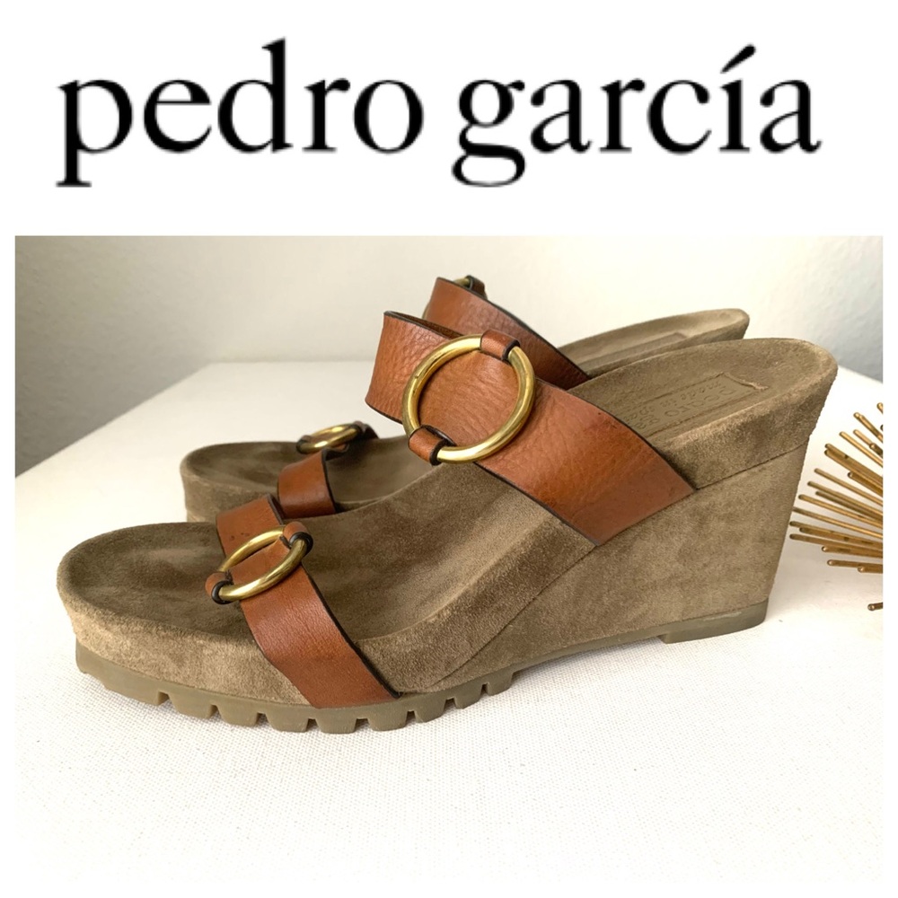 Pedro Garcia Womens Leather Wedge Platform Suede Buckle Sandals US 8 ✨NEW✨